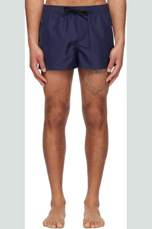 VERSACE Navy Embroidered Medusa Swim Shorts
