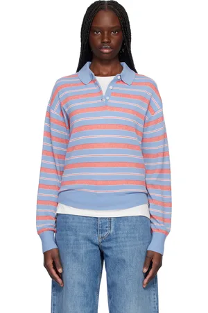 Guest In Residence Blue & Orange Collegiate Stripe Polo