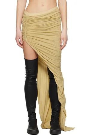 Rick Owens Beige Hollywood Soft Edfu Long Maxi Skirt