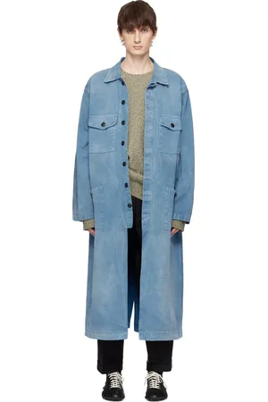 Maison Margiela Blue Herringbone Denim Coat