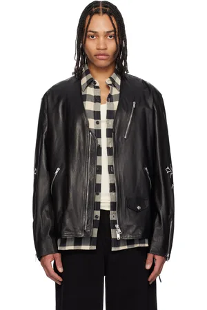 MASTERMIND Collarless Leather Jacket