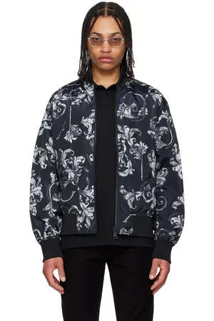 VERSACE Black Barocco Reversible Bomber Jacket