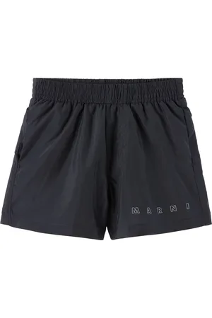 Marni Kids Navy Printed-Logo Swim Shorts