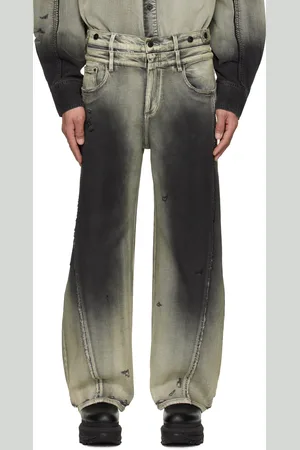 Feng Chen Wang Black & Gray Gradient Deconstruction Washed Jeans