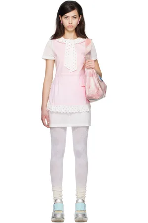 Petra Collins SSENSE Exclusive Pink & White JennyFax Edition Apron Minidress