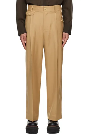 Feng Chen Wang Beige Slashed Wide Trousers