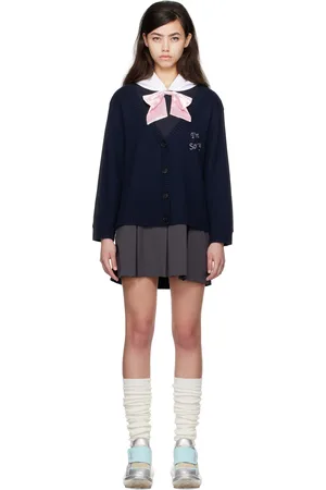Petra Collins SSENSE Exclusive Navy & White JennyFax Edition Cardigan Hoody Minidress