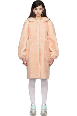 Petra Collins SSENSE Exclusive Pink JennyFax Edition Polka Dot Shearling Coat