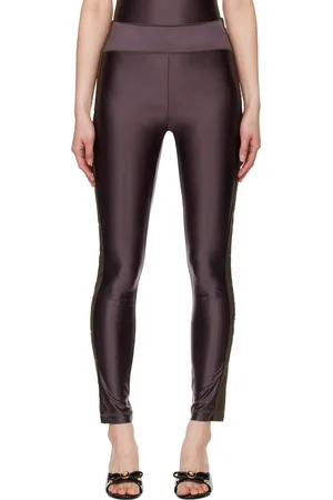 VERSACE Brown Logo Trim Leggings
