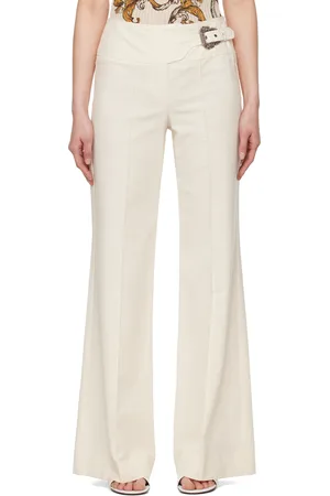 VERSACE Off-White Baroque Buckle Trousers