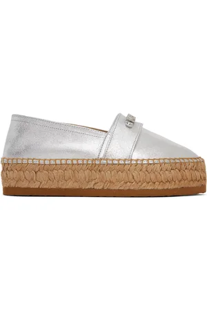 Moschino Silver Mini Lettering Laminated Espadrilles