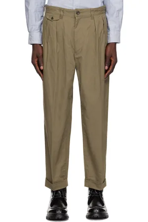 Beams Khaki 2 Pleats Twill Trousers