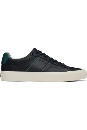 HUGO BOSS Blue Faux-Leather Sneakers