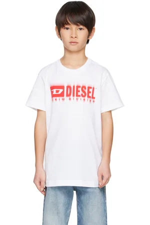 Diesel Kids White Printed Logo T-shirt
