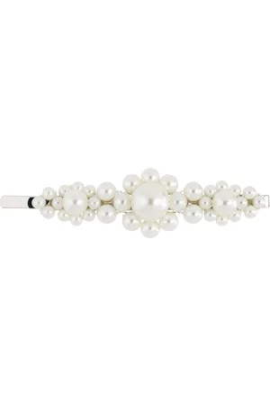 Simone Rocha Silver & White Large Flower Hair Clip