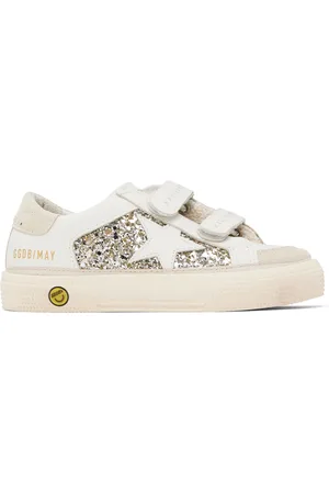 Golden Goose Kids White & Silver May School Sneakers