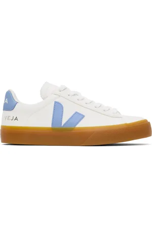 Veja White & Blue Campo Leather Sneakers