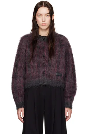 Alexander Wang Pink & Black Plaid Jacquard Knit Cardigan