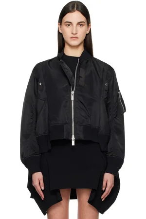 SACAI Black Nylon Twill Bomber Jacket