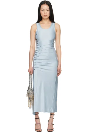 Paco rabanne Blue Draped Midi Dress