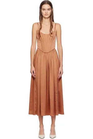 ZIMMERMANN Brown Paneled Midi Dress
