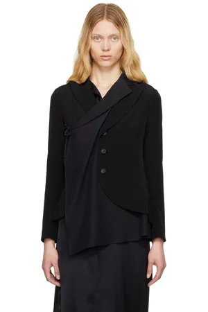 YOHJI YAMAMOTO Black Crepe De Chine 2 Layered Wrap Blazer