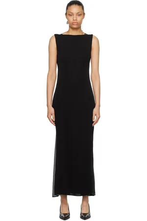 Helmut Lang Black Sheer Back Maxi Dress