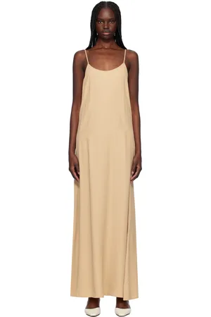 Filippa K Beige Draped Twill Strap Maxi Dress