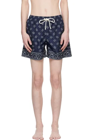 Palm Angels Navy Paisley Swim Shorts