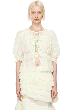 yuhan wang Off-White Floral Lace Blouse