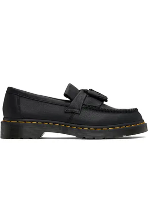 Dr. Martens Black Adrian Yellow Stitch Loafers