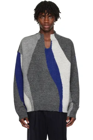 Ader Error Gray Intarsia Sweater