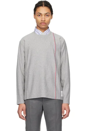Thom Browne Gray RWB Long Sleeve T-Shirt