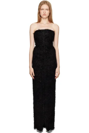 Totême Black Strapless Fil Coupé Maxi Dress