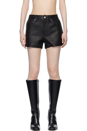 Alexander Wang High-Waist Primal Nappa Lambskin Shorts