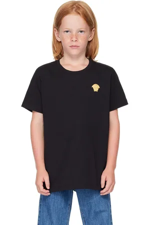 VERSACE Kids Black Medusa Embroidery T-Shirt