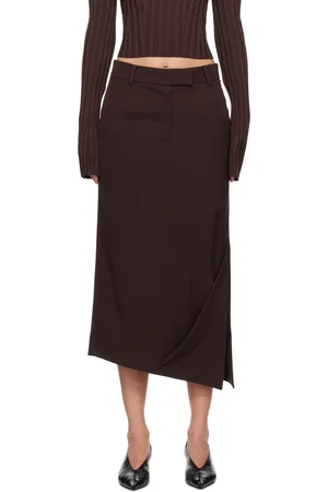 Recto Burgundy Asymmetric Midi Skirt