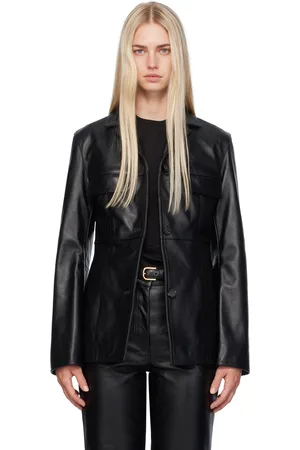 Totême Black Hourglass Leather Jacket