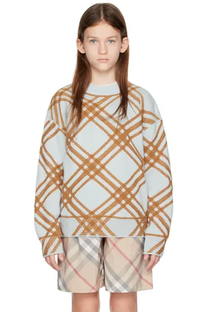 Burberry Kids Blue Check Wool Cashmere Sweater