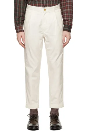 Beams White 1 Pleat Trousers
