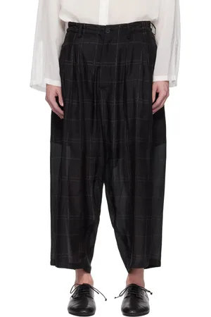 YOHJI YAMAMOTO Black 6 Tucks Plaid Trousers