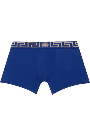VERSACE Blue Greca Border Long Boxers