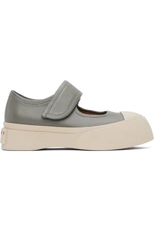 Marni Gray Leather Mary Jane Sneakers
