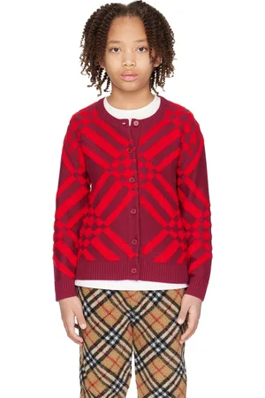 Burberry Kids Red Check Cardigan