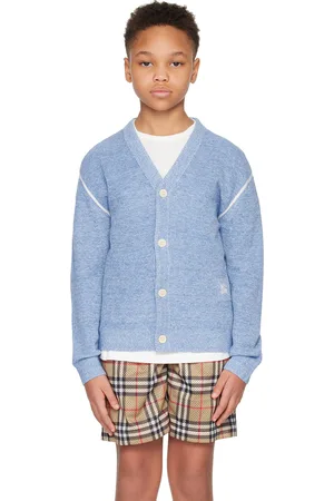 Burberry Kids Blue Embroidered Cardigan