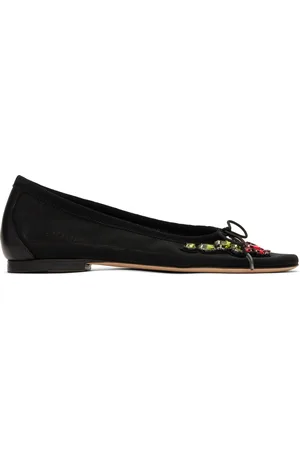 Simone Rocha Black Mesh Embellished Ballerina Flats