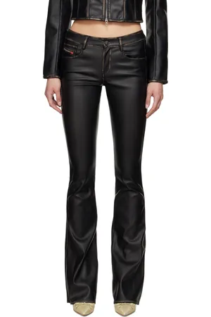Diesel Black P-Stellar-Q1 Faux-Leather Trousers