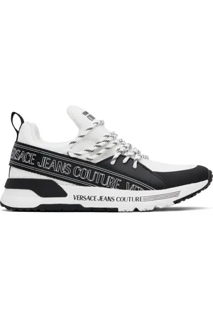 VERSACE White & Black Dynamic Logo Sneakers