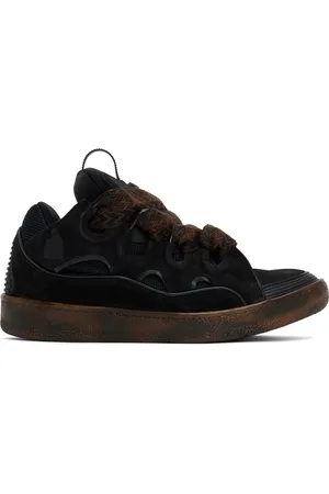 Lanvin Black Leather Curb Sneakers