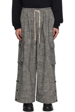 JAN JAN VAN ESSCHE Black & White O-Project Block Stripe Cloth Easy Cargo Pants